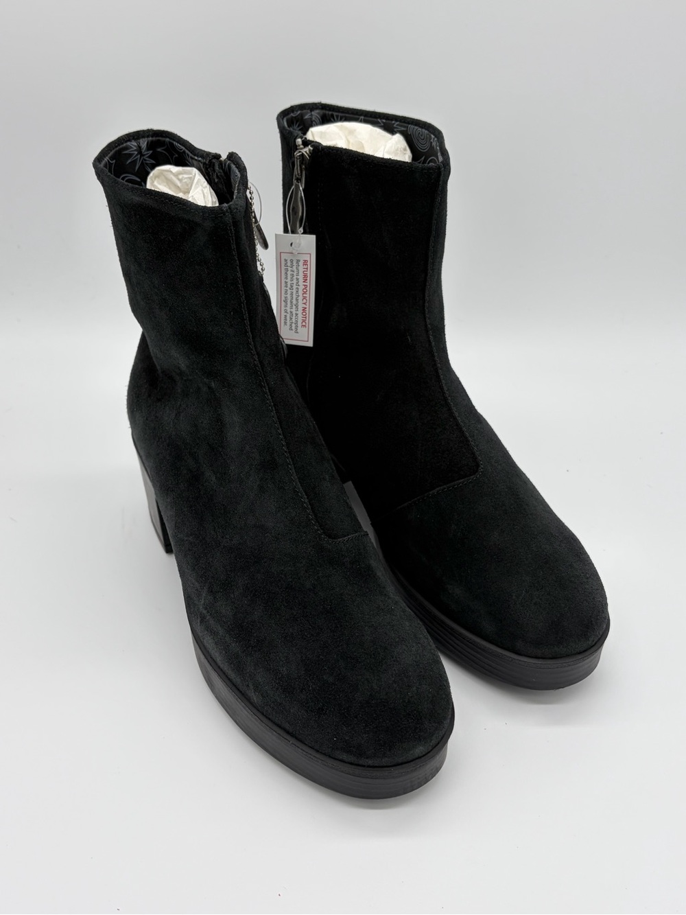 Women's Black Suede Ankle Booties with Block Heel
